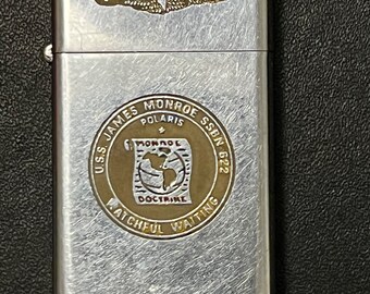 USS Zippo 米軍 U.S. Marine Corps Crest Emblem Satin Chrome Windproof