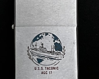 USS Taconic Amphibious Force Command Ship AGC-17 Zippo Full Size Lighter - Used 1965