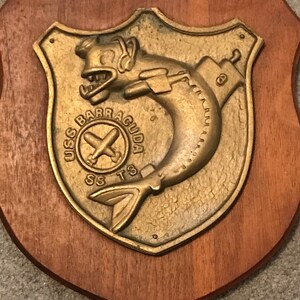 USS Barracuda Submarine SS T3 Brass Plaque -1972