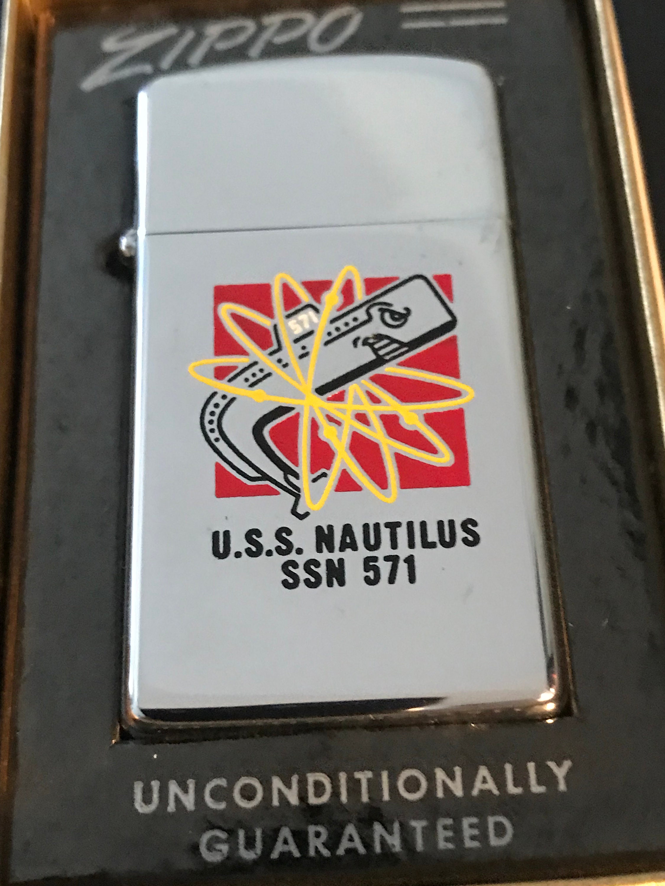 NOS USS Nautilus Submarine SSN 571 Zippo Slim Lighter - 1963 New