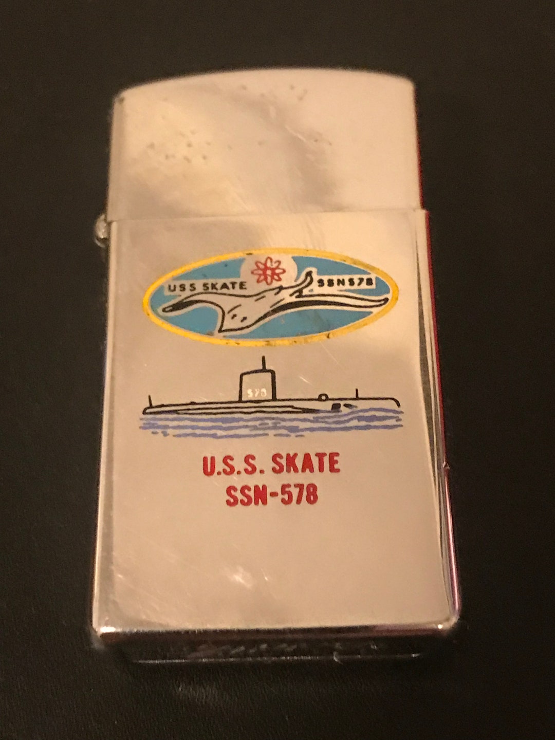 USS Skate Submarine SSN 578 Zippo Slim Lighter 1970 Used Etsy