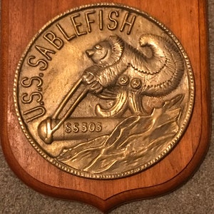 USS Sablefish Submarine SS 303 Brass Plaque