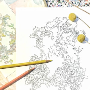 Succulent Coloring Page, Botanical Coloring Page PDF, Coloring Page Flowers, Coloring Pages for Adults, Garden Coloring Page