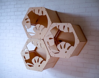 Cat shelves hexagons, Climbing wall cats, Cat wall House, Cat wall shelf, Cat furniture, Cat bed