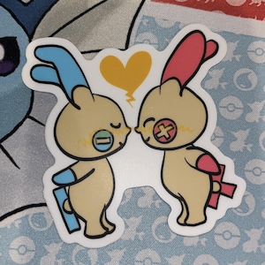 Plusle and Minun (Matte 3&quot;x3&quot; sticker)