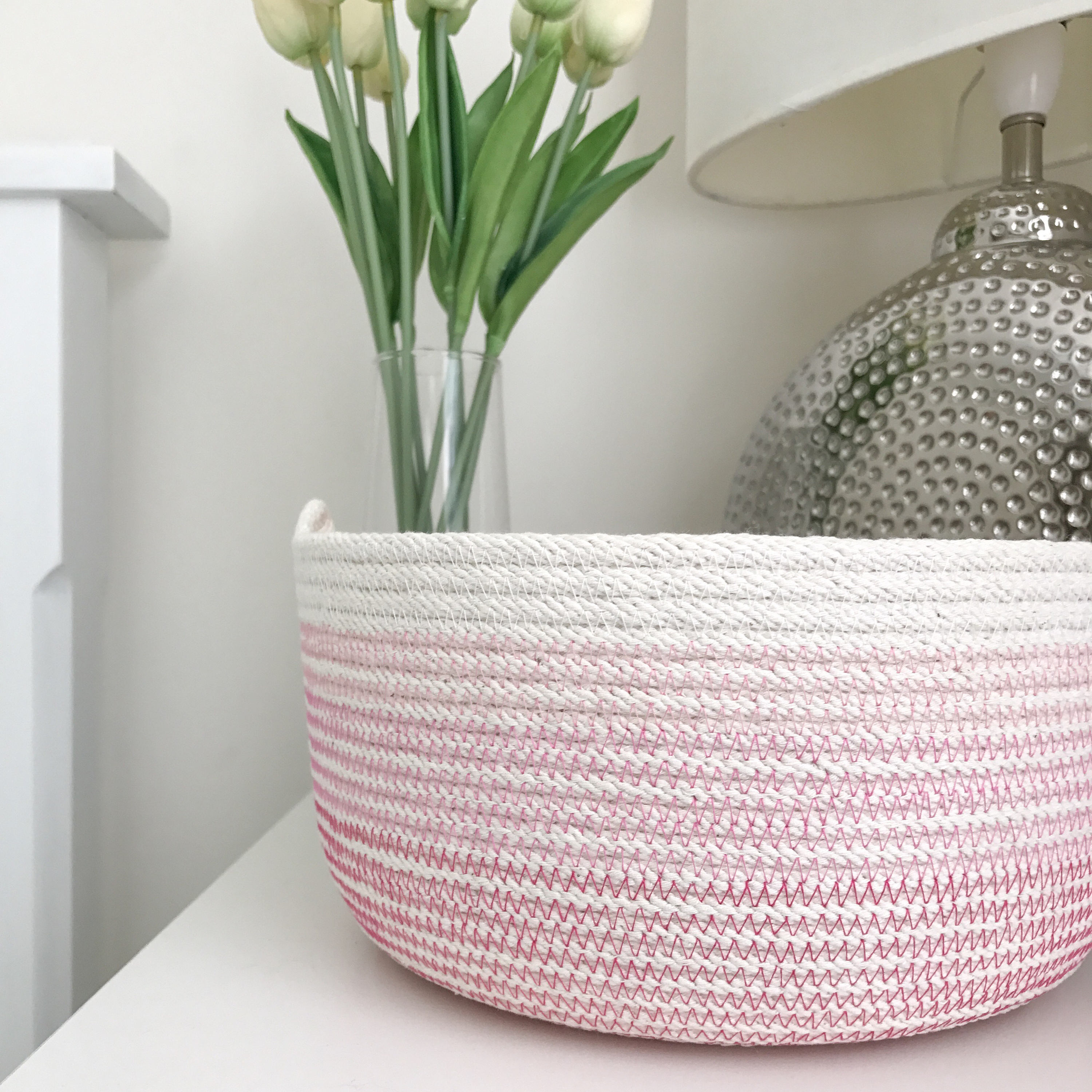 Rope basket ombre pink storage basket rope bowl cotton Etsy