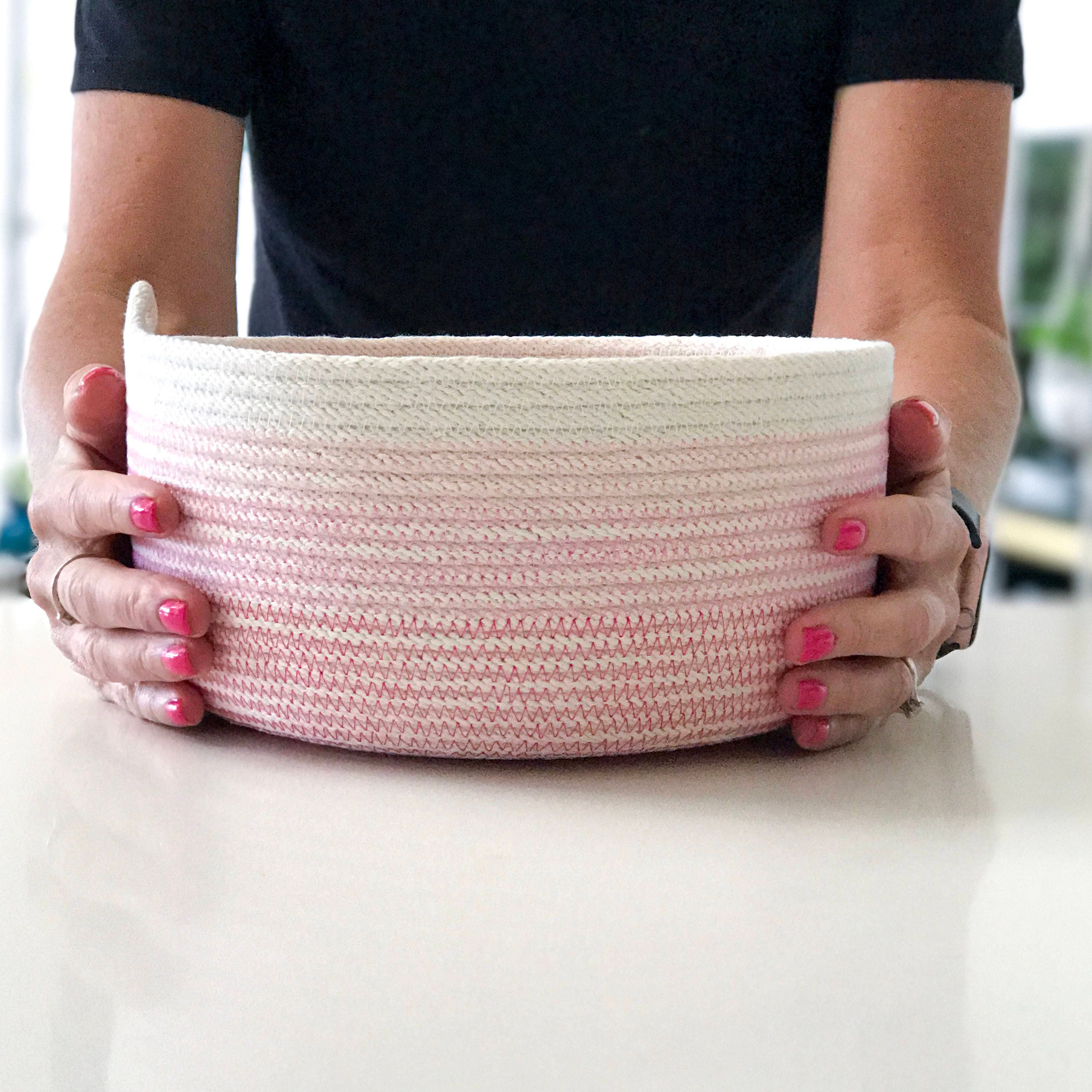 Rope basket ombre pink storage basket rope bowl cotton Etsy