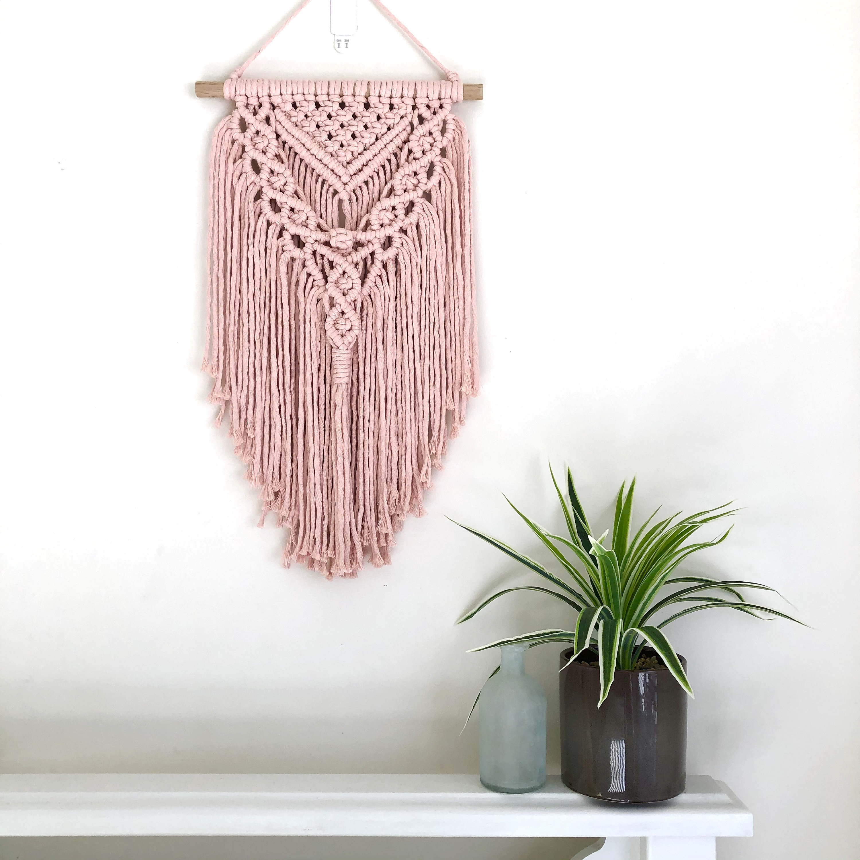 Macrame Wall Hanging Pink Pink Wall Hanging Blush Pink Boho Etsy