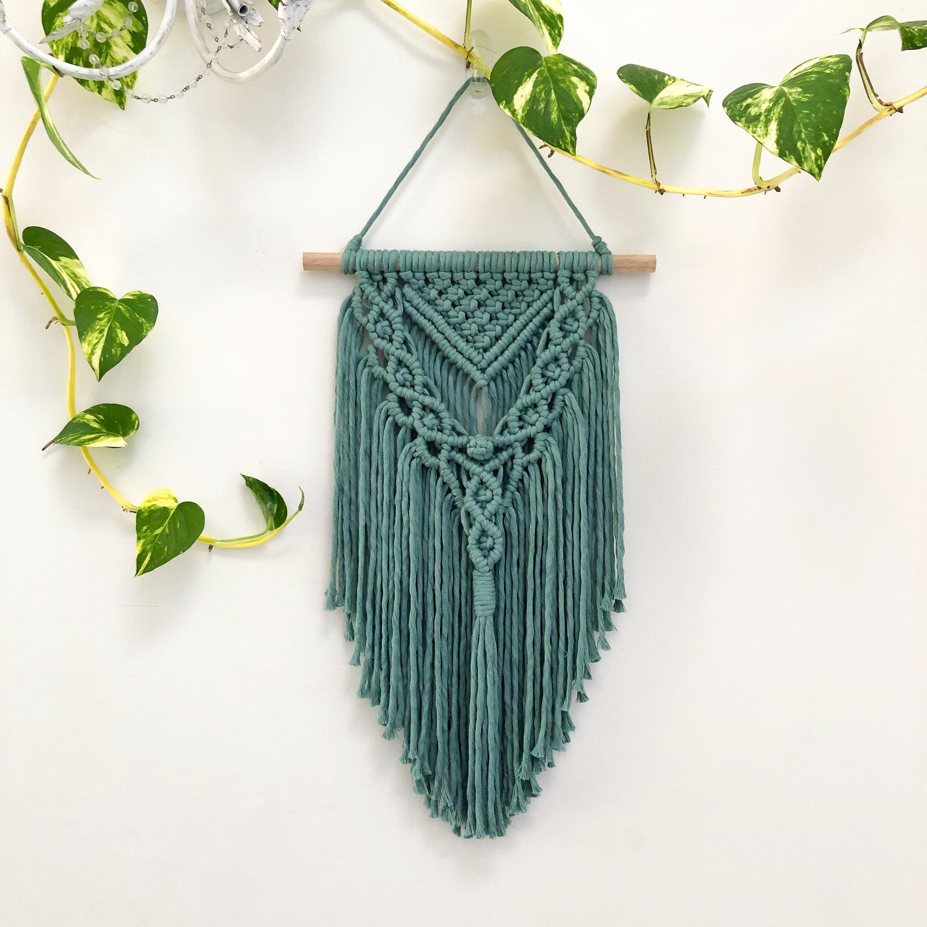 Macrame Wall Hanging Teal Teal Wall Hanging Teal Green Boho Etsy