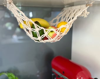 Macrame Fruit Hanger Hammock, Hanging Fruit Basket, Boho Kitchen Storage
