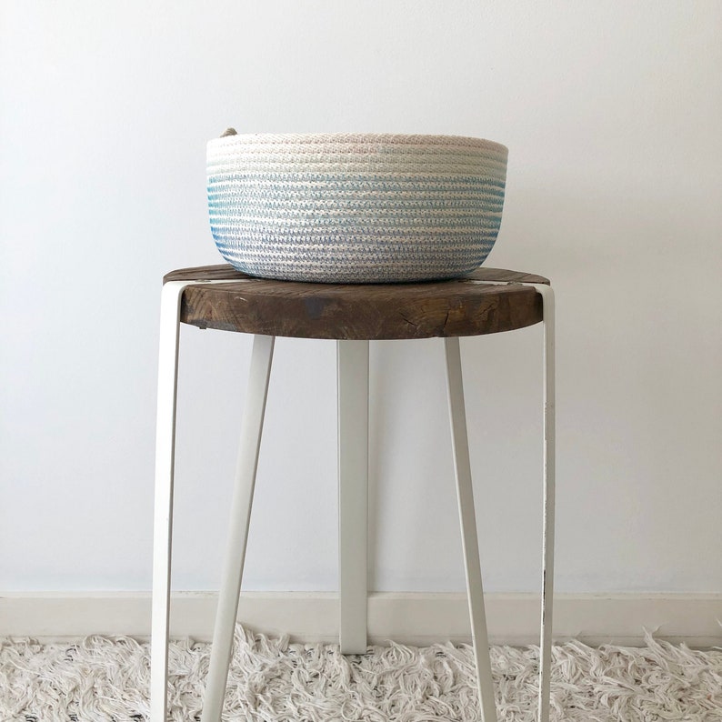 Rope Basket Ombre Blue Storage Basket Rope Bowl Cotton Etsy