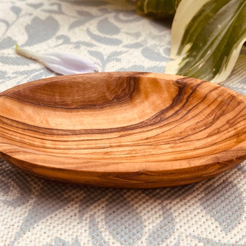 Oval Dish Olive Wood Bowl Key Tray Penholder Wooden Pen Etsy