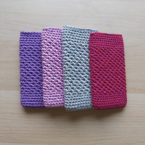 Chaussette pour iPhone, housse pour iPhone au crochet, étui pour smartphone en tricot fait main,