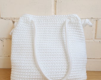 Handcrafted Knitted Rope Beach Bag - White Summer Tote