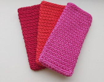 Red crochet Phone case, Crochet Phone Pouch, iPhone sleeve