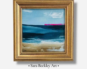 PINK OCEAN WONDER - Framed Beach Painting - Coastal Art Decor - Anthropologie Artist