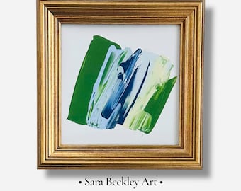 ABSTRACT BLUE & GREEEN Original Abstract Art - Coastal Neutral Decor - Oil Painting Style Art Print