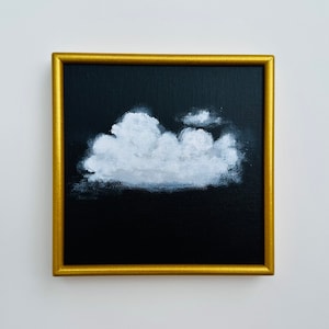 Original Art Mini Painting / Mini Art / Small Art / Framed Print / Vintage Print / Still Life / Storm Cloud / Cloud Art / Sara Beckley