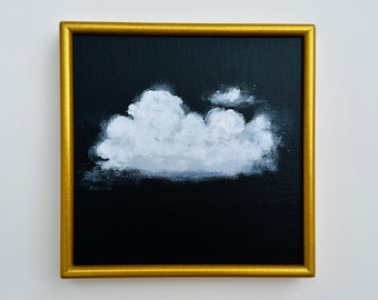 Original Art Mini Painting / Mini Art / Small Art / Framed Print / Vintage Print / Still Life / Storm Cloud / Cloud Art / Sara Beckley