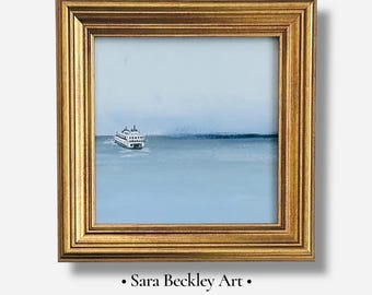 WASHINGTON FERRY Painting | Coastal Neutral Art Decor | Small Original Wall Art Print | Framed Print | Anthropologie Artist