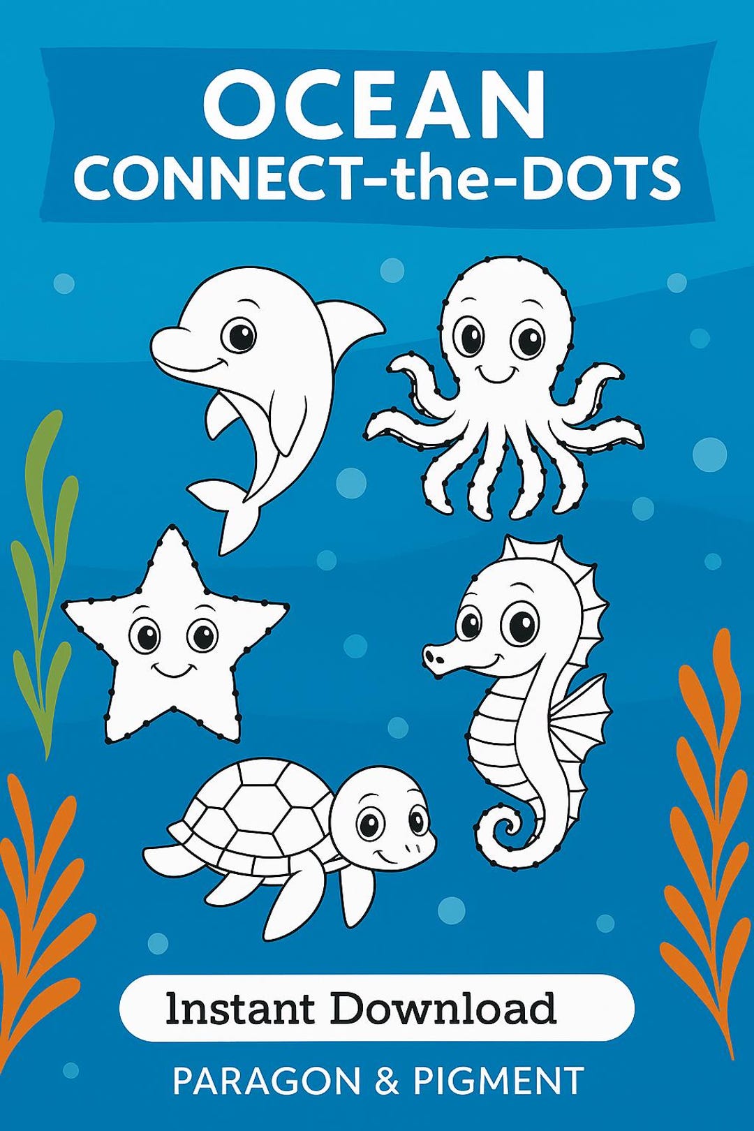 Ocean Connect-the-dots Bundle | 5 Pack Printable Worksheets for Kids ...