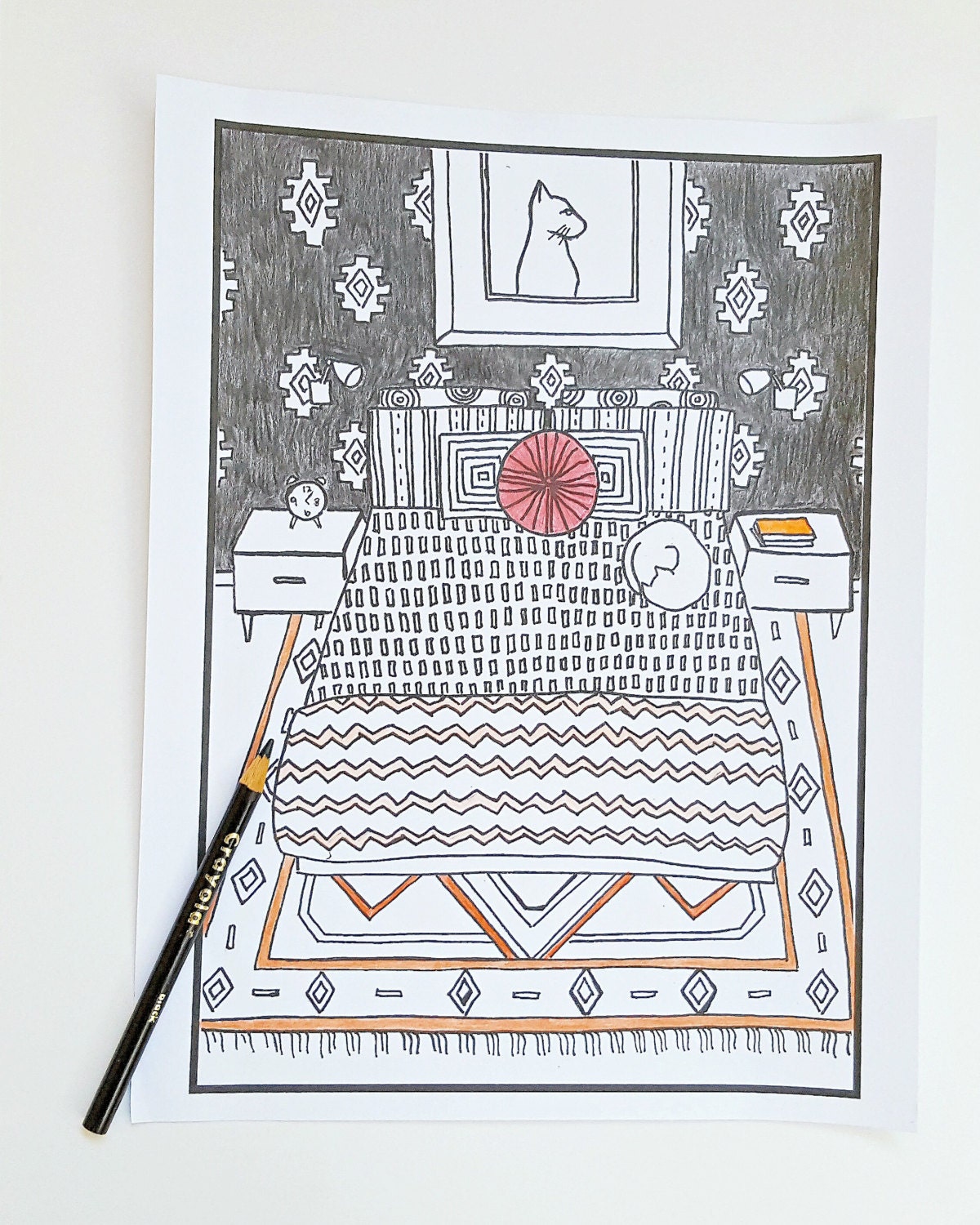 cat nap coloring page printable coloring page coloring for | Etsy