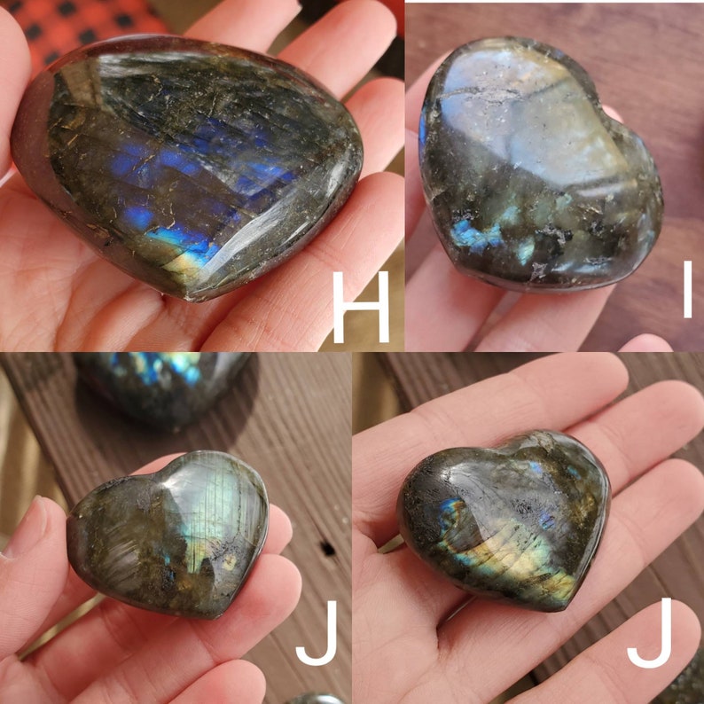 Palm Stone Labradorite Heart Puffy Heart Crystal Heart