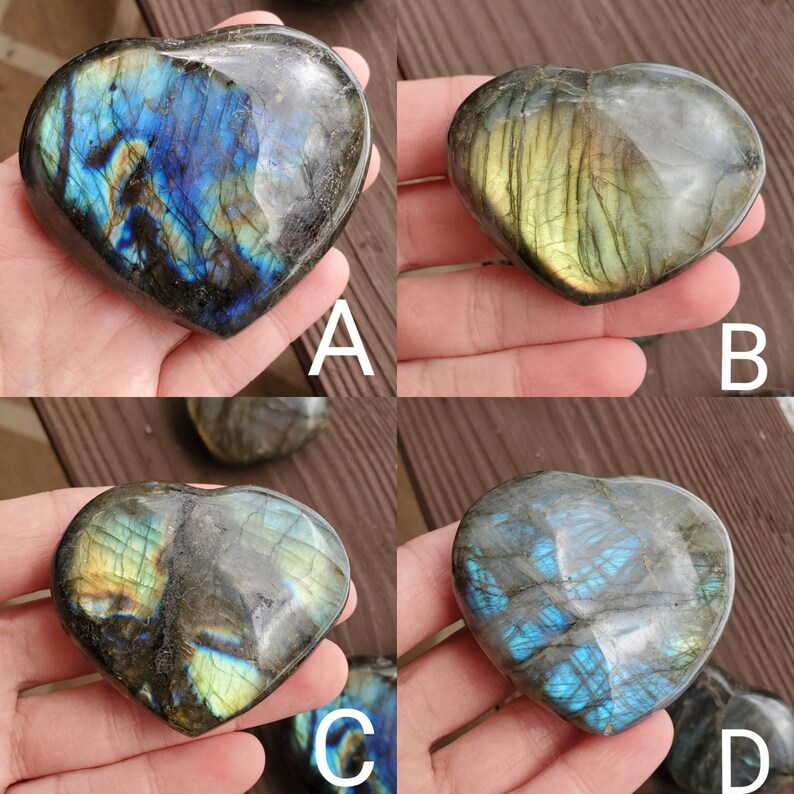 Palm Stone Labradorite Heart Puffy Heart Crystal Heart