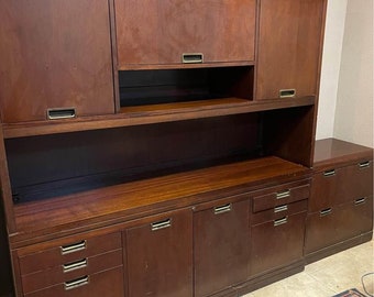 Office Storage cabinet with hutch and file cabinet