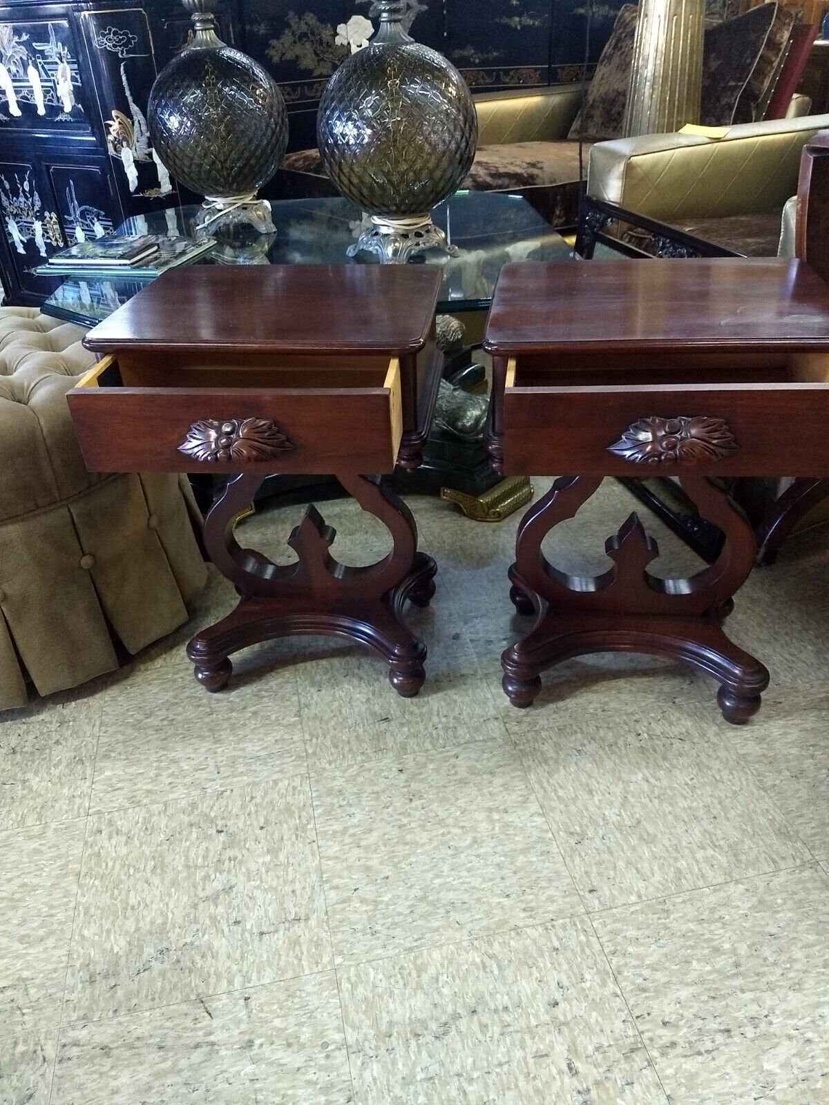 Vintage Carl Forslund Quaint American Single Drawer Accent Side Tables