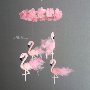 Flamingo baby mobile, Tropical baby mobile, Baby girl mobile, Safari girl nursery decor, Pink flamingo crib mobile