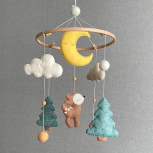 Bosque móvil para bebés, Móvil de ciervos, Regalo de baby shower, Niña móvil para bebés, Regalo para nuevos padres, Niño móvil para bebés, Móvil de bosque para guardería