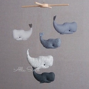 Whale nursery mobile, Ocean mobile, Whale mobile, Neutral nursery mobile, Fish mobile, Nautical mobile, Sea creatures crib mobile
