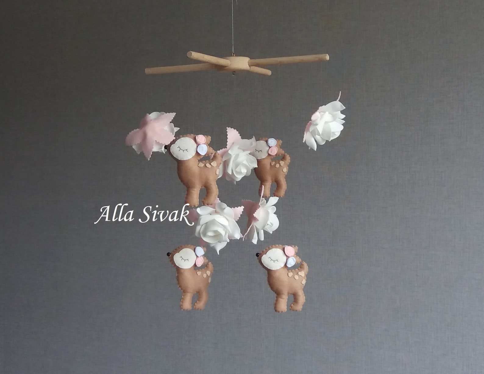 Deer Mobile for Nursery Fawn Baby Mobile Wood Deer Mobile Etsy