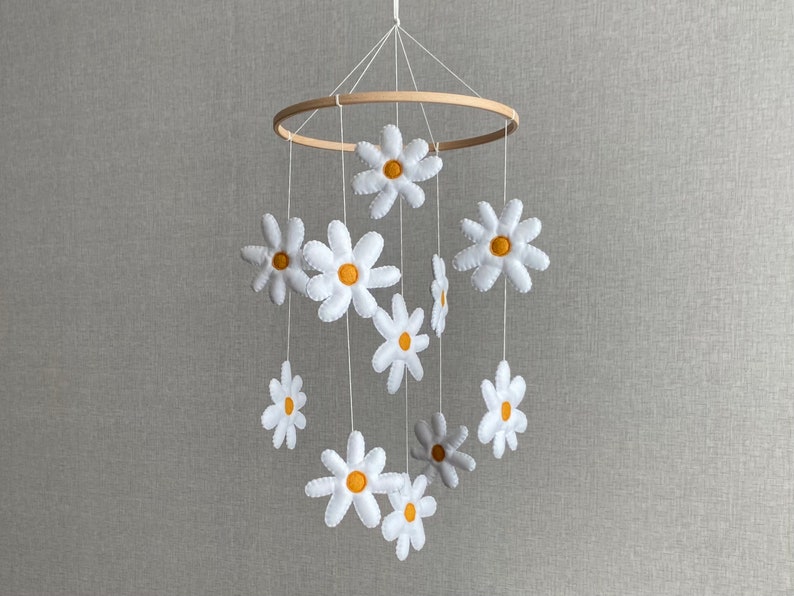 Baby Mobile Neutral Daisy Nursery Mobile Flower Mobile Baby Etsy