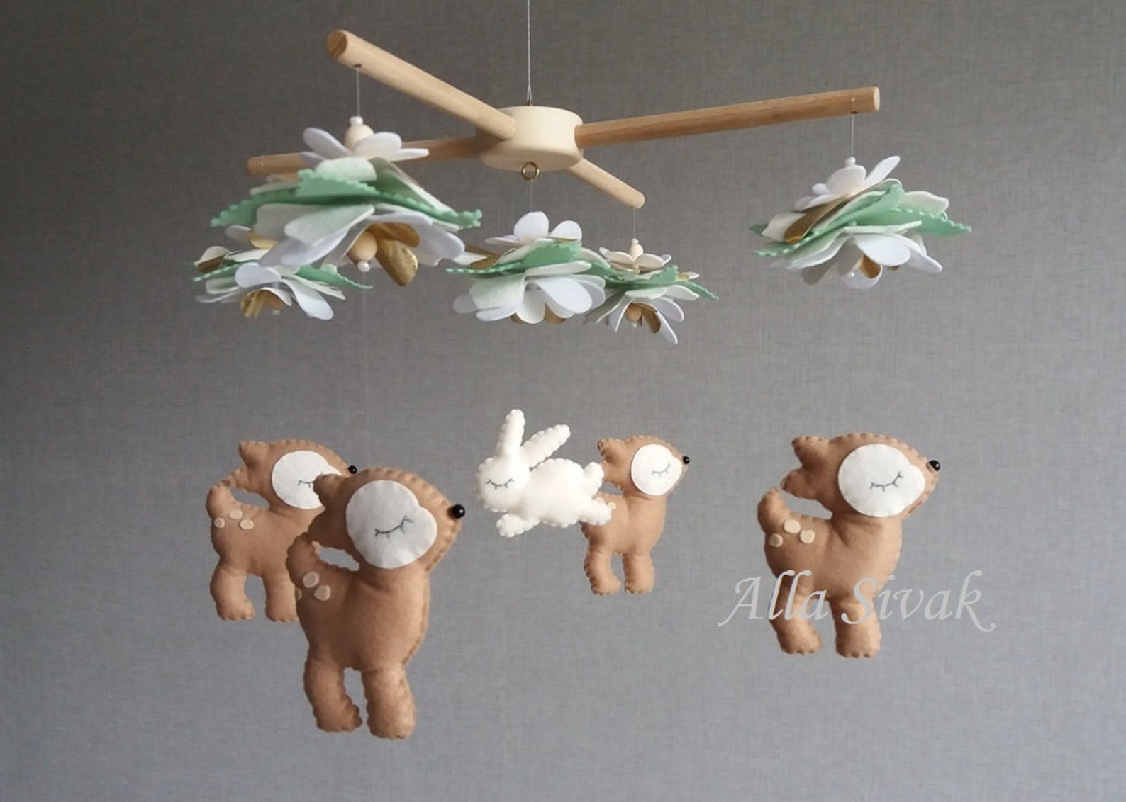 Deer Baby Mobile Woodland Girl Mobile Fawn Mobile Deer Etsy