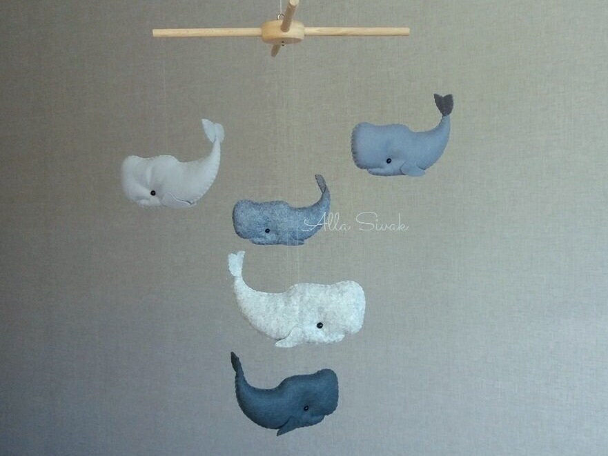 Whale Nursery Mobile Ocean Mobile Whale Mobile Neutral Etsy