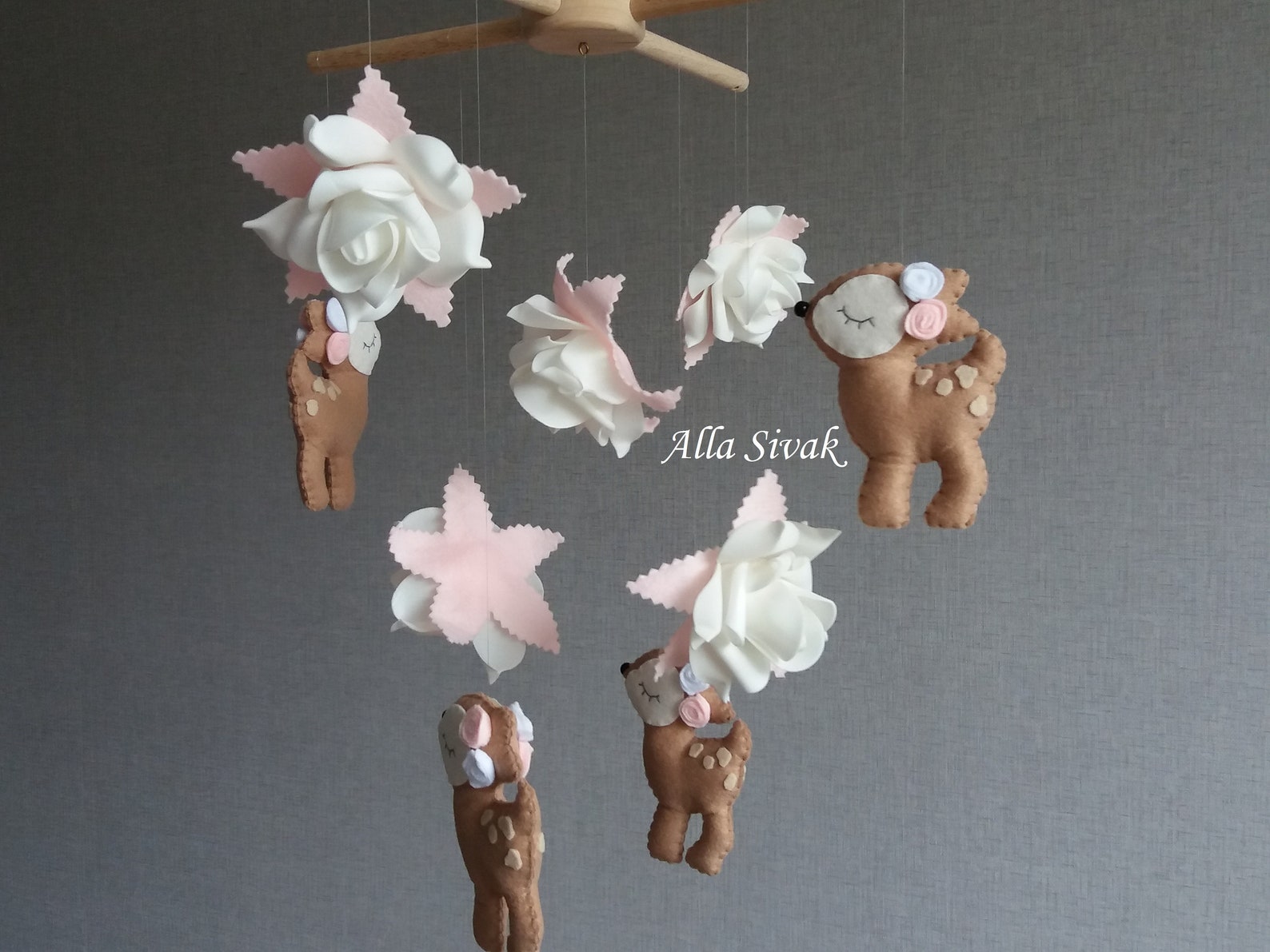 Deer Mobile for Nursery Fawn Baby Mobile Wood Deer Mobile Etsy