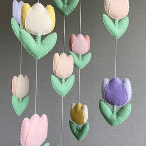 Móvil bebé tulipán, Vivero de tulipanes, Móvil bebé flores, Móvil bebé niña, Móvil bebé, Móvil flores, Móvil bebé hojas, Móvil bebé bosque