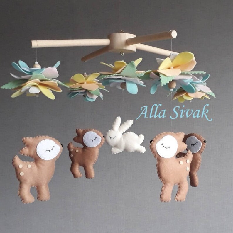 Deer Mobile Fawn Baby Mobile Woodland Mobile Girl Woodland Etsy