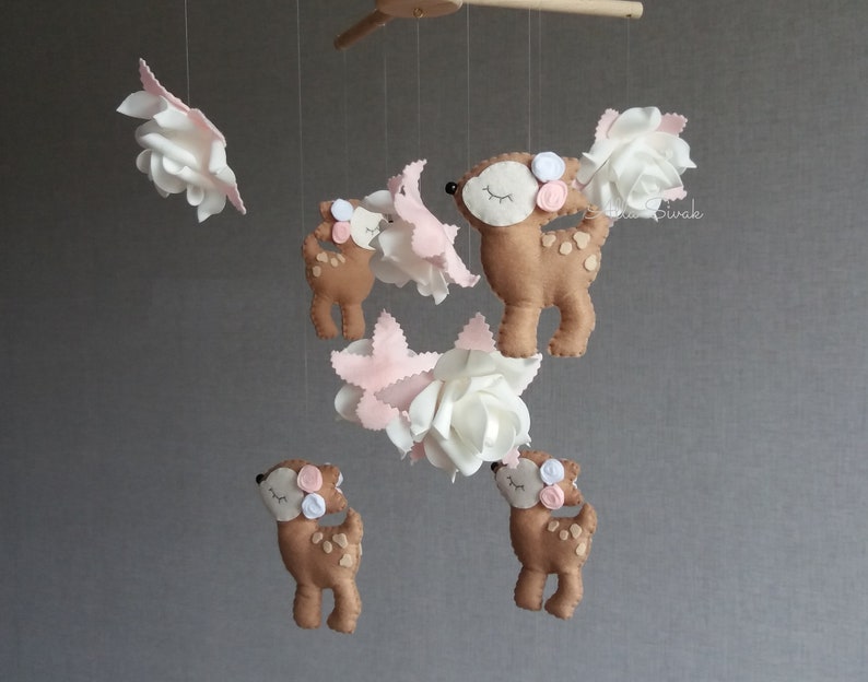 Deer Mobile for Nursery Fawn Baby Mobile Wood Deer Mobile Etsy