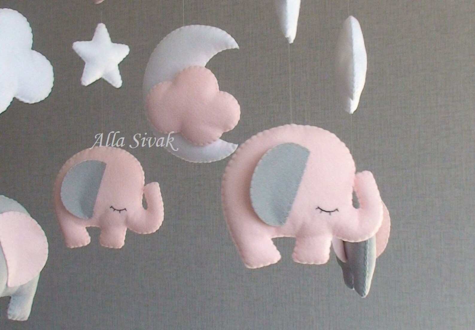 Elephant Baby Mobile Baby Crib Mobile Pink Elephant Mobile Etsy