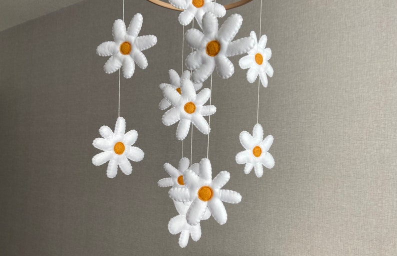 Baby Mobile Neutral Daisy Nursery Mobile Flower Mobile Baby Etsy