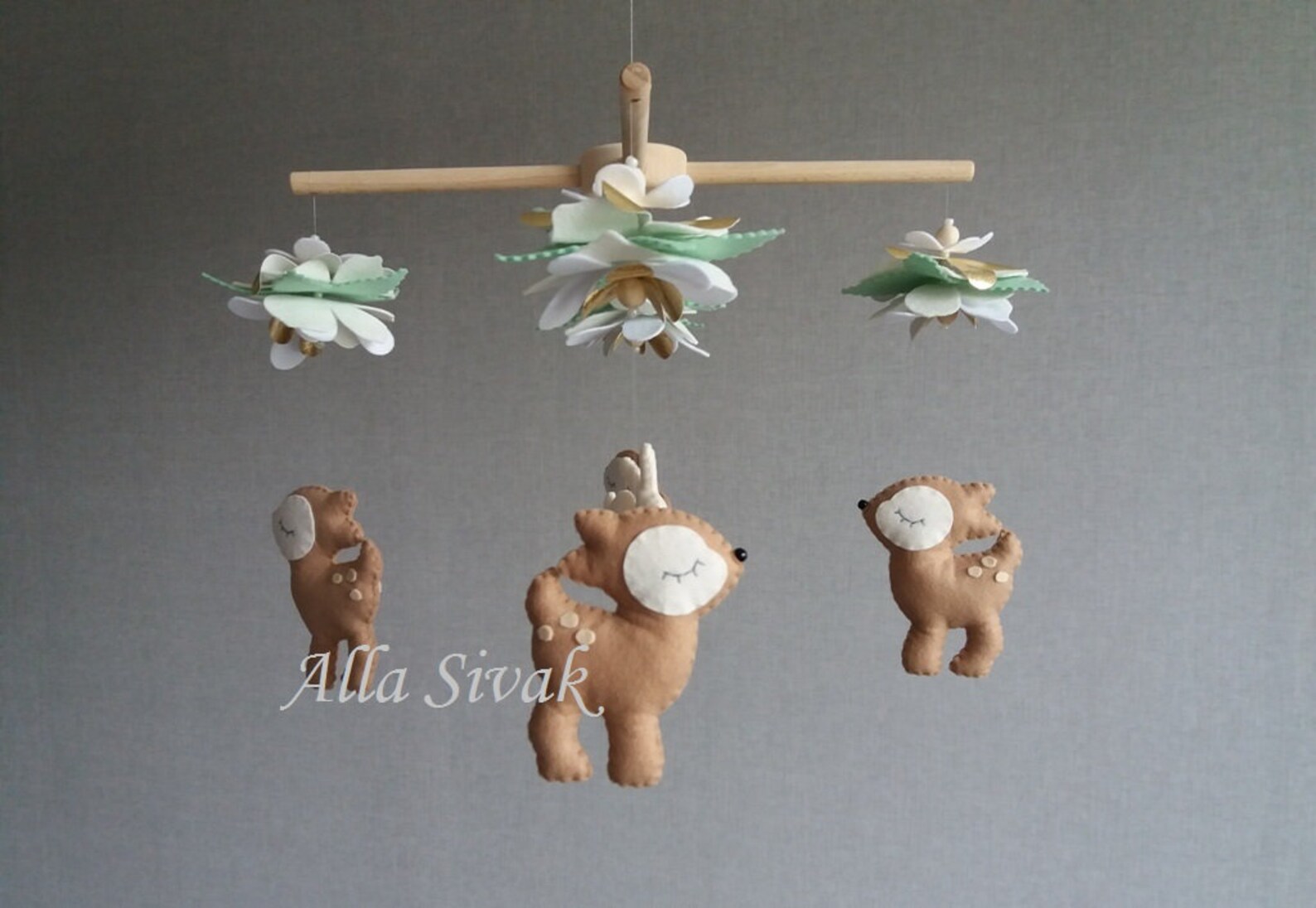 Deer Baby Mobile Woodland Girl Mobile Fawn Mobile Deer Etsy