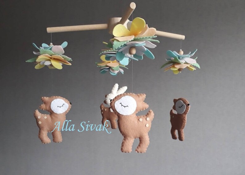 Deer Mobile Fawn Baby Mobile Woodland Mobile Girl Woodland Etsy