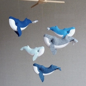 Baby mobile whale, Ocean mobile, Whale mobile, Pregnancy gift, Nautical mobile, New parents gift, Whale nursery decor, Nursery cot gift