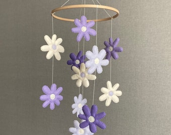 Baby mobile, Lilac baby mobile, Daisy mobile, Purple baby mobile, Flower mobile, Crib mobile, Baby girl mobile, Lavender baby mobile