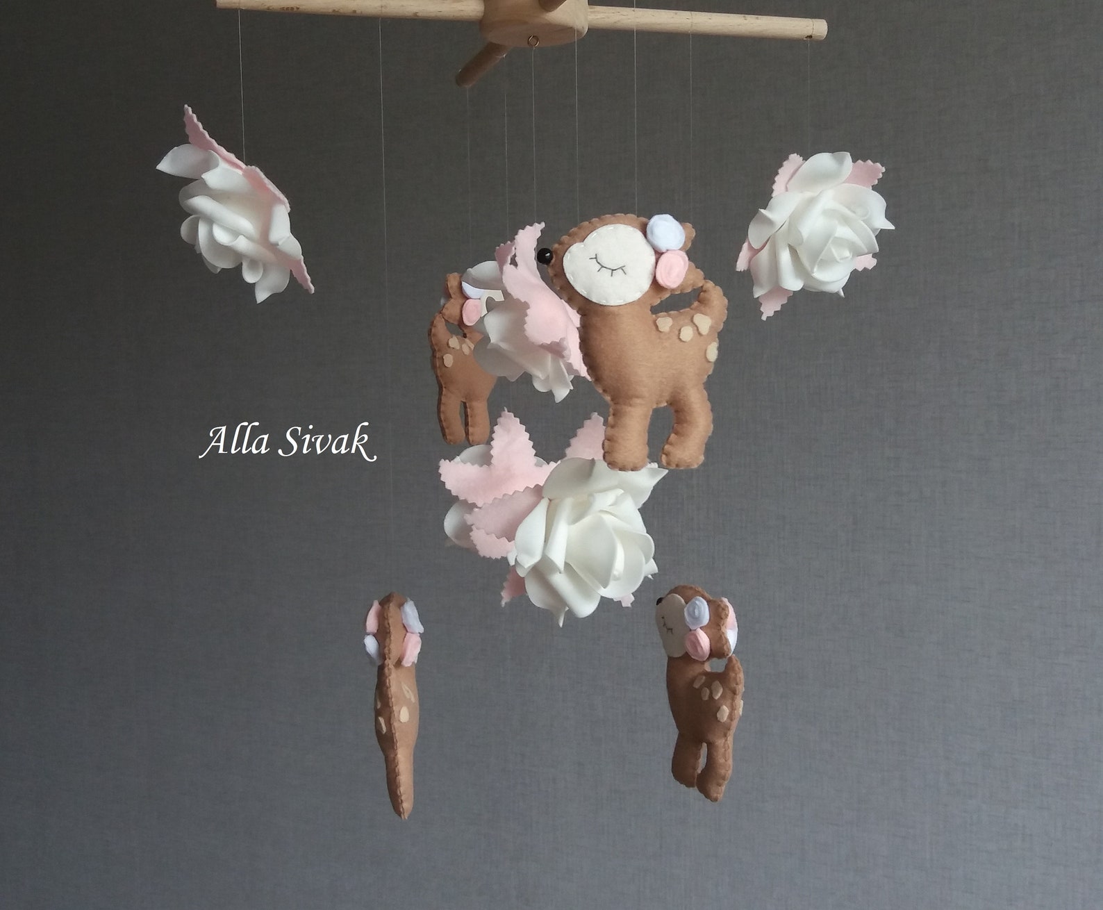 Deer Mobile for Nursery Fawn Baby Mobile Wood Deer Mobile Etsy