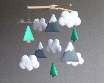 Mountains baby mobile, Baby boy mobile, Woodland nursery mobile, Mountains nursery theme, Scandinavian mobile, Nordic nursery mobile