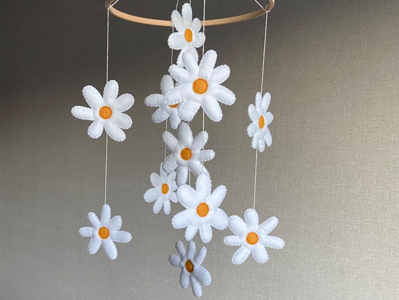 Baby Mobile Neutral Daisy Nursery Mobile Flower Mobile Baby Etsy